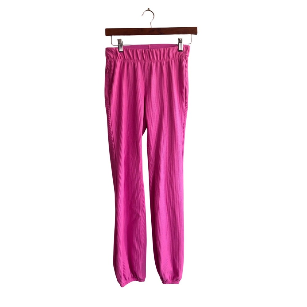 Free‎ People Movement Good Karma Ribbed Joggers Pink High Rise Slim Pants Small
